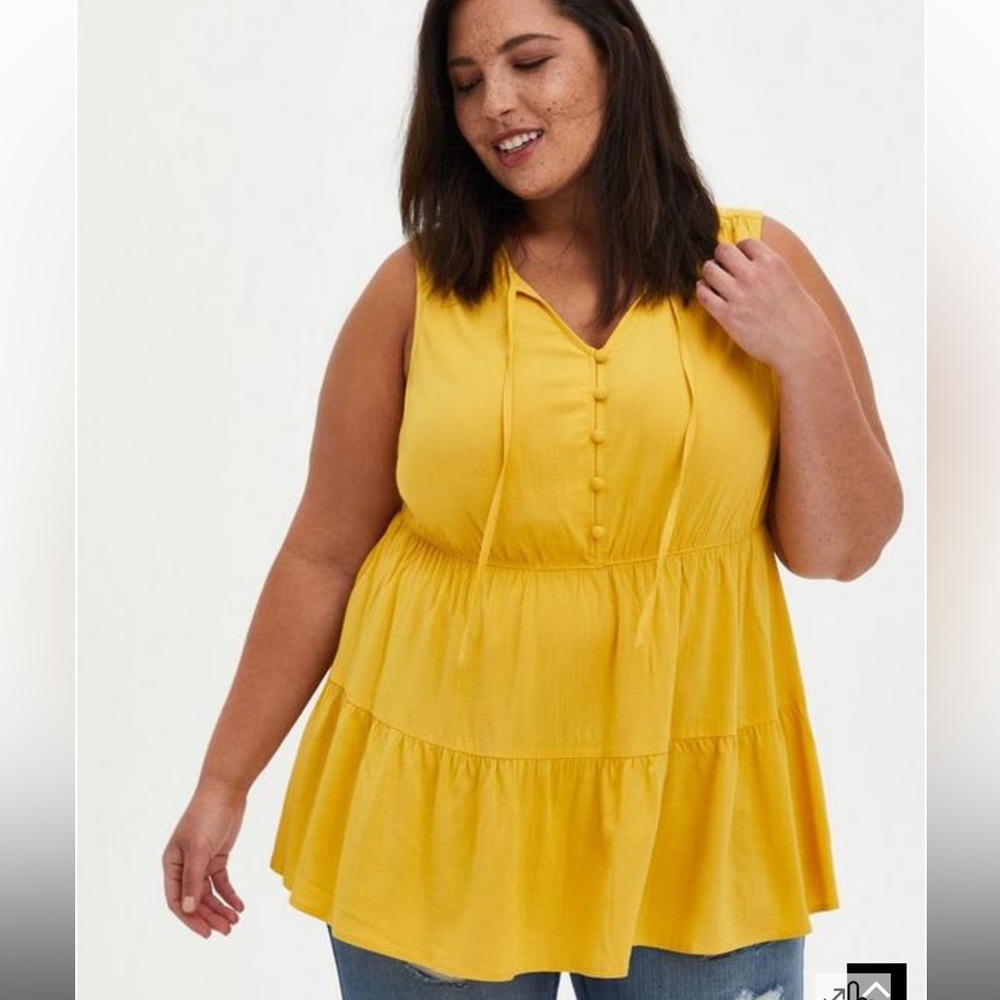 Torrid Rayon Slub Button-Front Tiered Tank